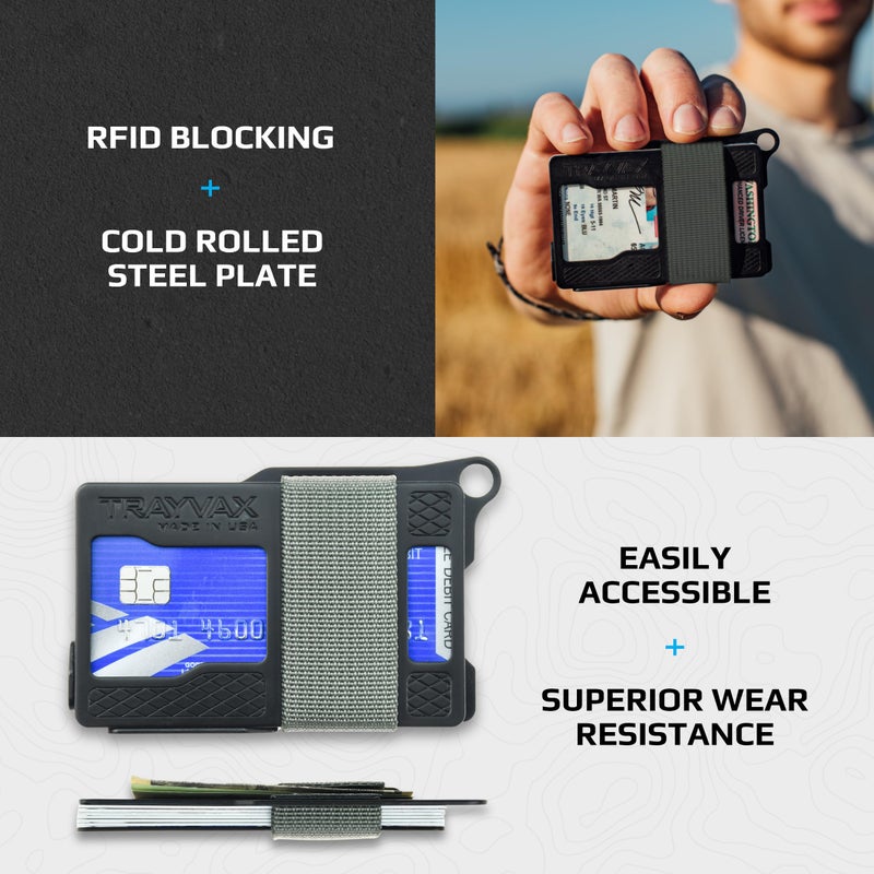 Trayvax Armored Summit Wallet, RFID Front Pocket Metal Credit Card Holder with Money Clip, Slim Minimalist Wallet for Men and Women, Stone Grey - Image 4